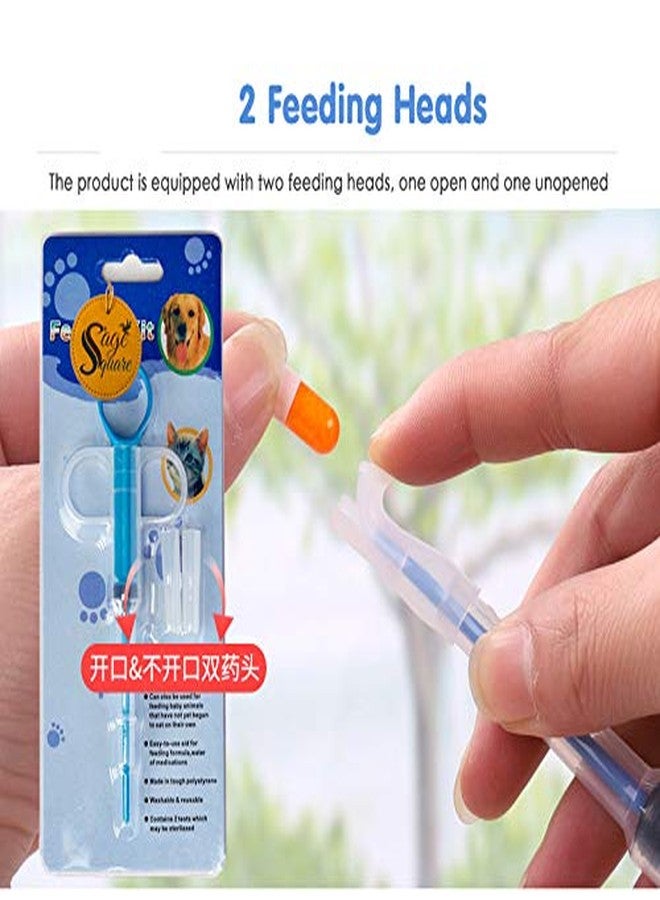 Sage Square Nursing Milk Feeding Tablet Pill Feeding Kit Syringe for Food, Water, Medicine Cats and Dogs, Puppy and Kitten Small Pets (Green) (Pack of 1) - Image 2