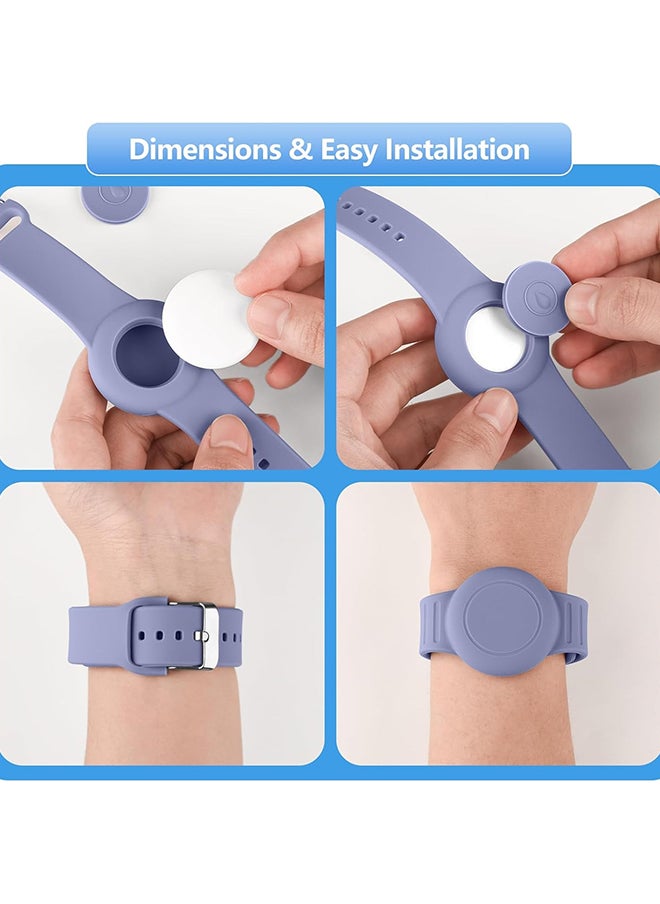 O Ozone Waterproof Silicone Airtag Bracelet for Kids |Hidden GPS Tracker Wristband For Apple Airtag,Lightweight & Adjustable Strap for Kids- Pink & Purple  - Image 4