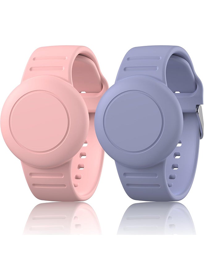 O Ozone Waterproof Silicone Airtag Bracelet for Kids |Hidden GPS Tracker Wristband For Apple Airtag,Lightweight & Adjustable Strap for Kids- Pink & Purple  - Image 1
