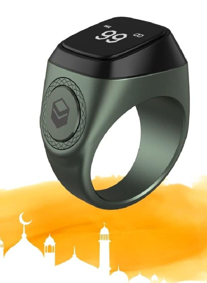 iQIBLA Smart Tasbih Zikr Aluminium Ring 20mm Dark Green M0220DG - Image 1