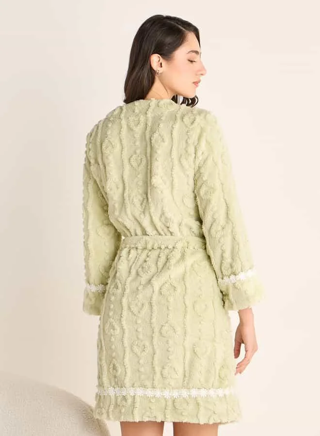 Splash FAV Textured Robe with Tie-Up Belt and Pockets