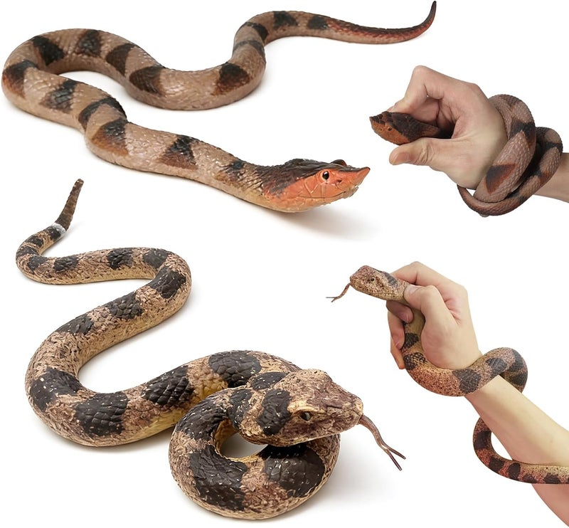 WMQL 2 Pack Rubber Snakes Fake Snake Rattlesnake, Snakes Toy Realistic Keep Birds Away, Garden Plastic Scare Birds Scare Squirrels for Prank Stuff or Halloween Decorations Props Scare  Toy - Image 1