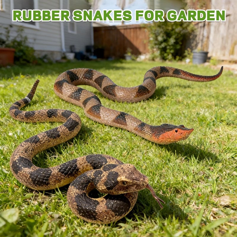 WMQL 2 Pack Rubber Snakes Fake Snake Rattlesnake, Snakes Toy Realistic Keep Birds Away, Garden Plastic Scare Birds Scare Squirrels for Prank Stuff or Halloween Decorations Props Scare  Toy - Image 5