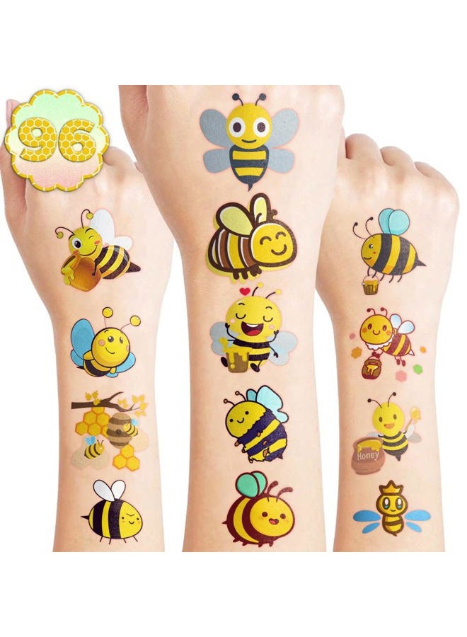 96PCS Bee Pre-Cut Temporary Tattoos for Kids - Cute Party Favors & Decorations, Perfect for Birthday Parties, School Prizes, and Themed Gifts for Boys & Girls - Image 1