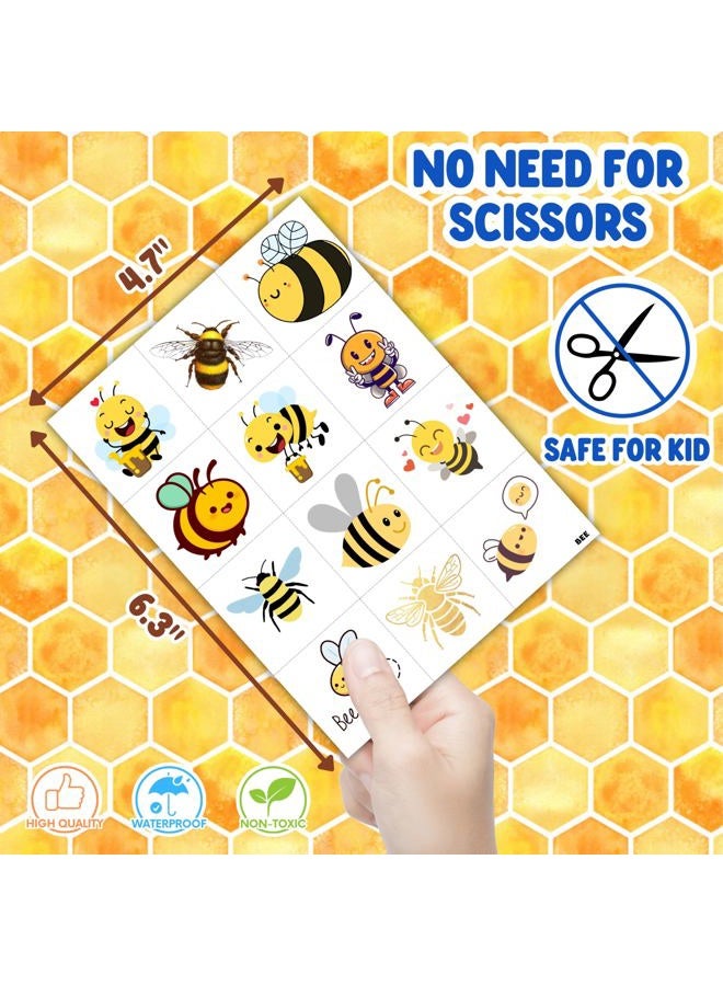 96PCS Bee Pre-Cut Temporary Tattoos for Kids - Cute Party Favors & Decorations, Perfect for Birthday Parties, School Prizes, and Themed Gifts for Boys & Girls - Image 4