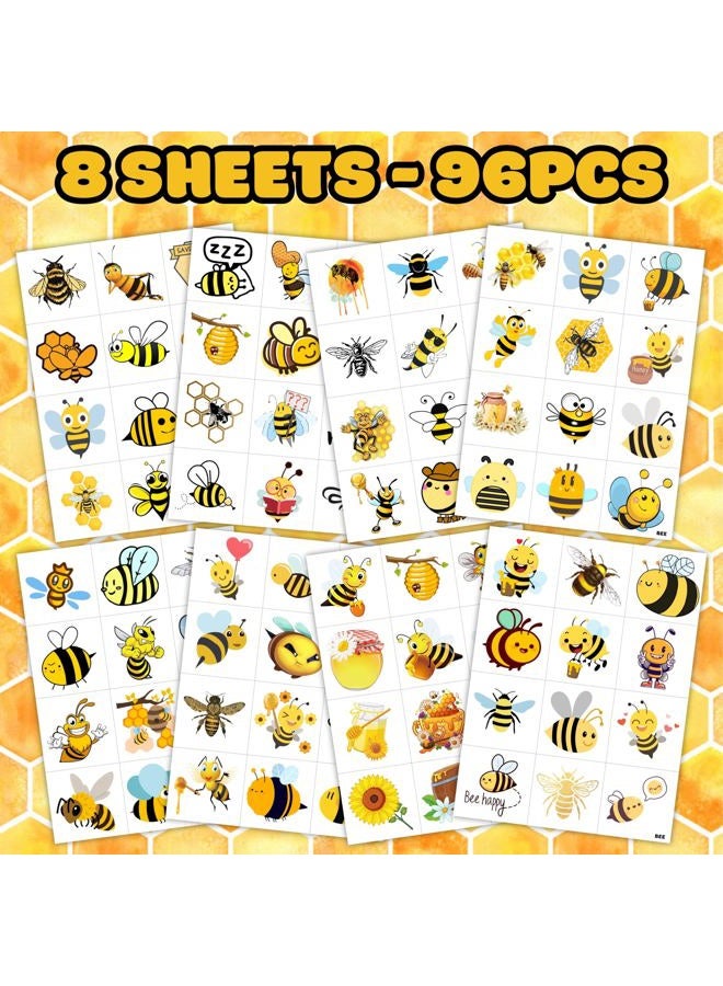96PCS Bee Pre-Cut Temporary Tattoos for Kids - Cute Party Favors & Decorations, Perfect for Birthday Parties, School Prizes, and Themed Gifts for Boys & Girls - Image 3