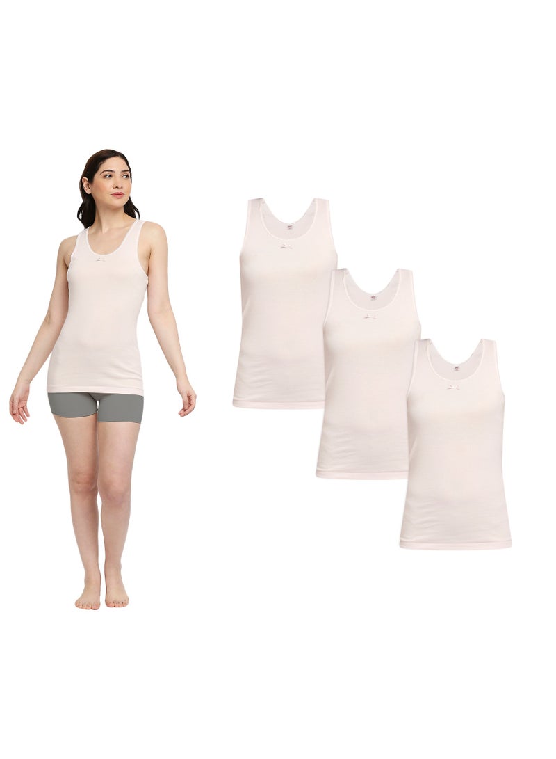 BYC WOMEN'S COTTON VEST (PACK OF 3) - PINK  - Image 1