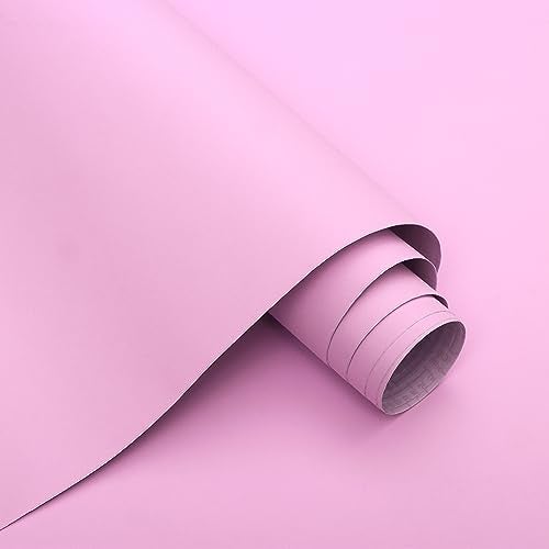 Micpolo 15.7"x118" Pink Wallpaper Contact Paper Pink Peel and Stick Wallpaper Lavender Self Adhesive Contact Paper for Cabinets Girls Bedroom Wallcovering Furniture Countertop Vinyl Roll - Image 3