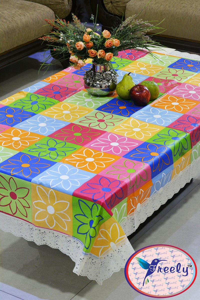 Freely Plastic Checkered Rectangular 4 Seaters Center Table Cover (Multicolour, 40x60 inch,Pack of 1) - Image 5