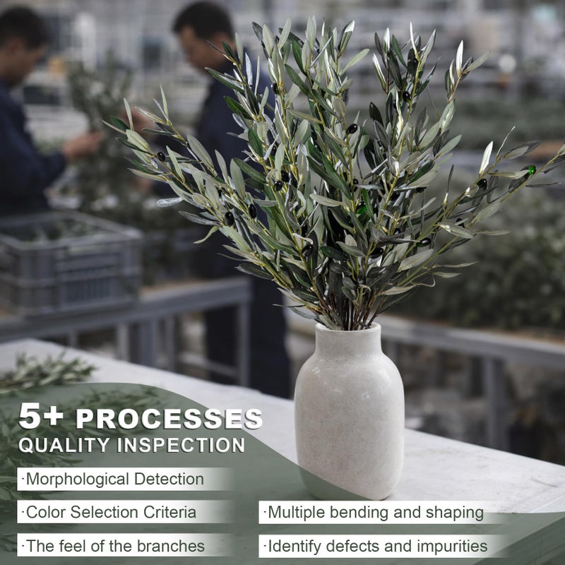 Bailikang 8Pcs Premium Artificial Olive Branches For Vases - Realistic Pu & Silk Faux Greenery Stems  3 Sizes  Bendable Wire Stems  Low Maintenance Home/Office/Holiday Decor(No Vase - Image 4