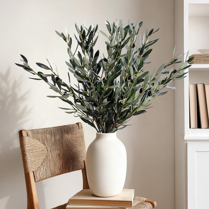 Bailikang 8Pcs Premium Artificial Olive Branches For Vases - Realistic Pu & Silk Faux Greenery Stems  3 Sizes  Bendable Wire Stems  Low Maintenance Home/Office/Holiday Decor(No Vase - Image 2
