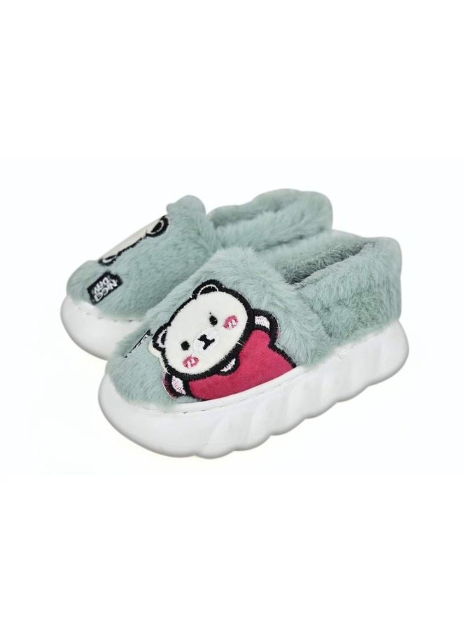 Kids Fur Shoes with Rubber Sole for Home "Fits 2 Size Smaller"