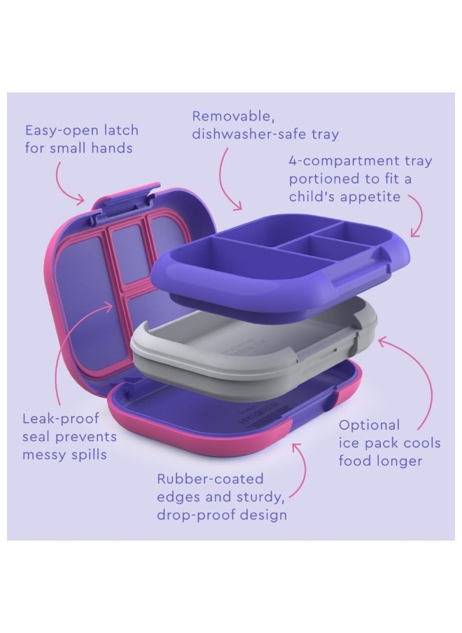 Bentgo Kids Chill Leak Proof Lunch Box Included Reusable Ice Pack Keeps Food Cold; 4 - Compartment Bento Lunch Container; Microwave And Dishwasher Safe ; 2 - Year Warranty (Electric Violet)  - Image 4