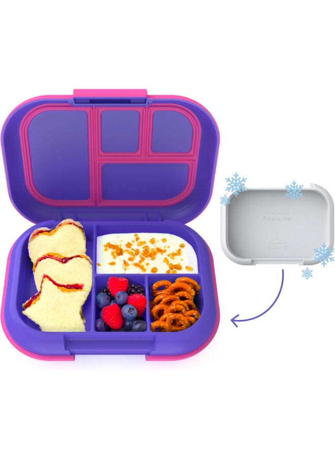 Bentgo Kids Chill Leak Proof Lunch Box Included Reusable Ice Pack Keeps Food Cold; 4 - Compartment Bento Lunch Container; Microwave And Dishwasher Safe ; 2 - Year Warranty (Electric Violet)  - Image 3