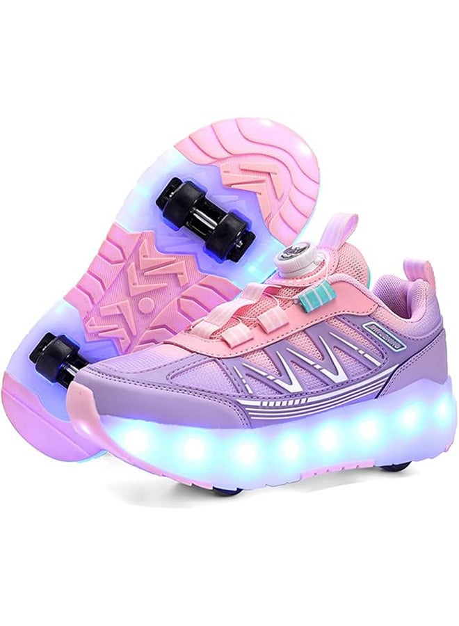Loquat 4 Wheels Roller Skates Shoes for Kids Skates Sneakers LED Light Up Rechargeable Sport Sneaker for Girls Beginner - Image 1