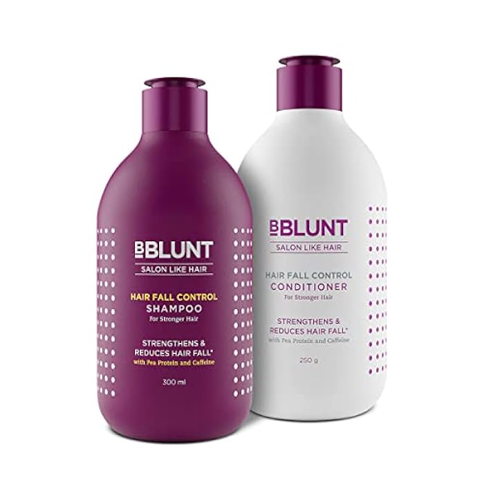 BBLUNT Hair Fall Control Shampoo & Conditioner Combo with Pea Protein & Caffeine for Stronger Hair - (300 ml + 250ml) - Image 1