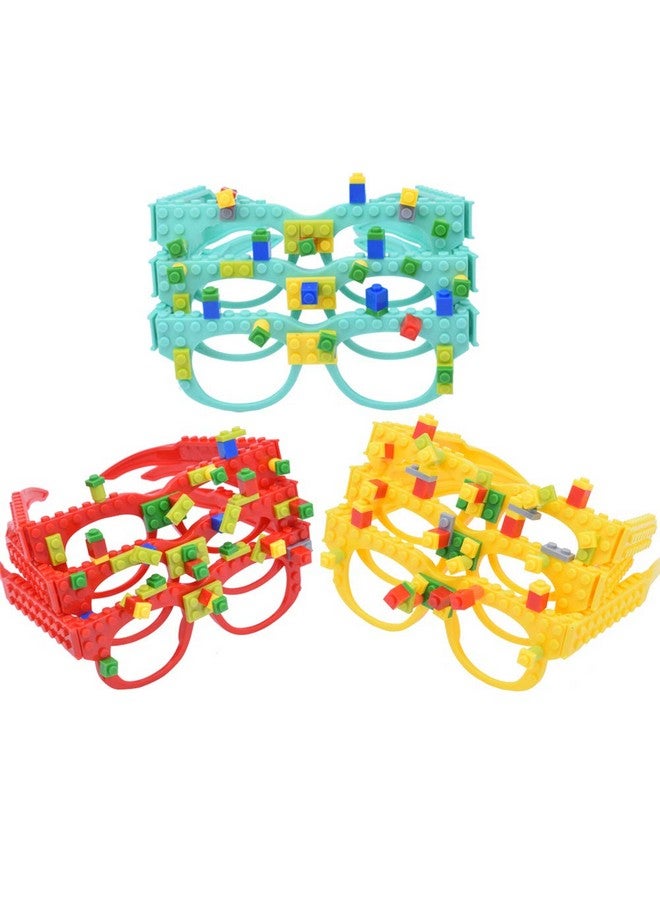 BYSON نظارات طوب البناء DIY هدايا حفلات عيد الميلاد للأطفال تعليم مبكر تنوير ذكاء ألعاب إبداعية لوازم حفلات زينة لطوب البناء للأطفال 9 قطع/مجموعة - Image 2