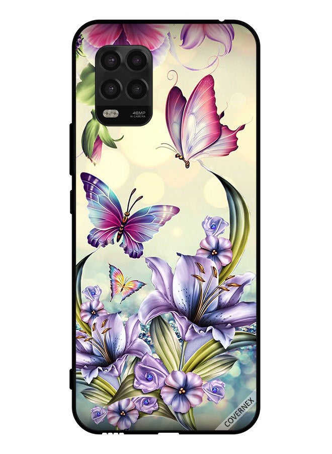Covernex Protective Case Cover For Xiaomi Mi 10 Lite 5G Purple Flowers & Butterflies - Image 1