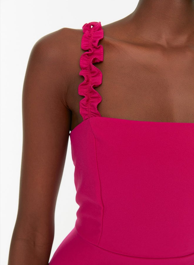 trendyol Fuchsia A-Line Square Neck Strap Detailed Mini Woven Dress TWOSS22EL2175 - Image 3