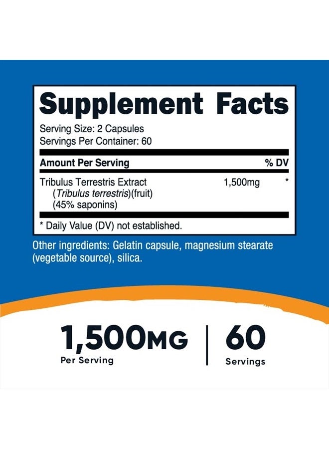 Nutricost مستخلص تريبولوس تيرستريس 1500 ملغ، 120 كبسولة - 60 حصة (750 ملغ لكل كبسولة)، خالي من الكائنات المعدلة وراثيًا وخالي من الغلوتين - Image 4