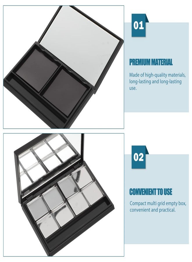 Beaupretty Metal Tray Empty Magnetic Eyeshadow, Matte Black Magnet Empty Box Compact Make Up Pallete with Mirror and 8Pcs Round Metal Pans Makeup Pallet - Image 4