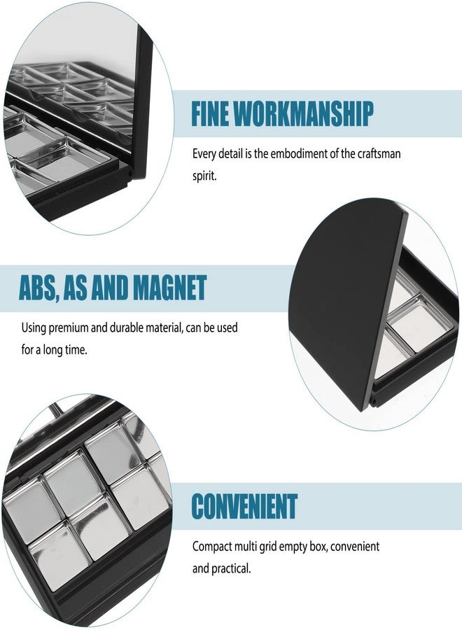 Beaupretty Metal Tray Empty Magnetic Eyeshadow, Matte Black Magnet Empty Box Compact Make Up Pallete with Mirror and 8Pcs Round Metal Pans Makeup Pallet - Image 2