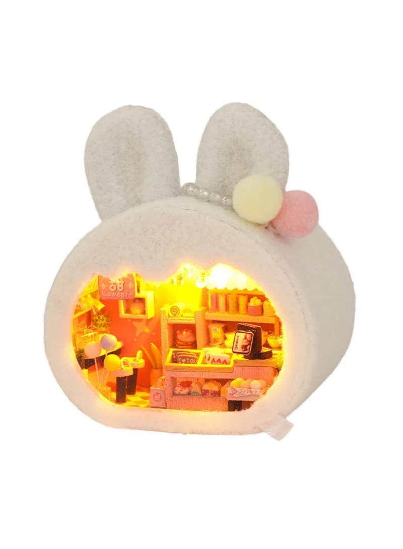 Bunny Dessert Shop, Miniature Dollhouse Kit DIY Wooden Dollhouse, Small House Kit with Furniture, Beautiful Handmade Craft Birthday Gift - Image 1