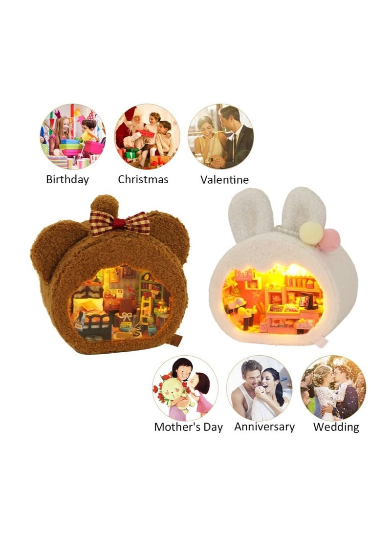 Bunny Dessert Shop, Miniature Dollhouse Kit DIY Wooden Dollhouse, Small House Kit with Furniture, Beautiful Handmade Craft Birthday Gift - Image 2