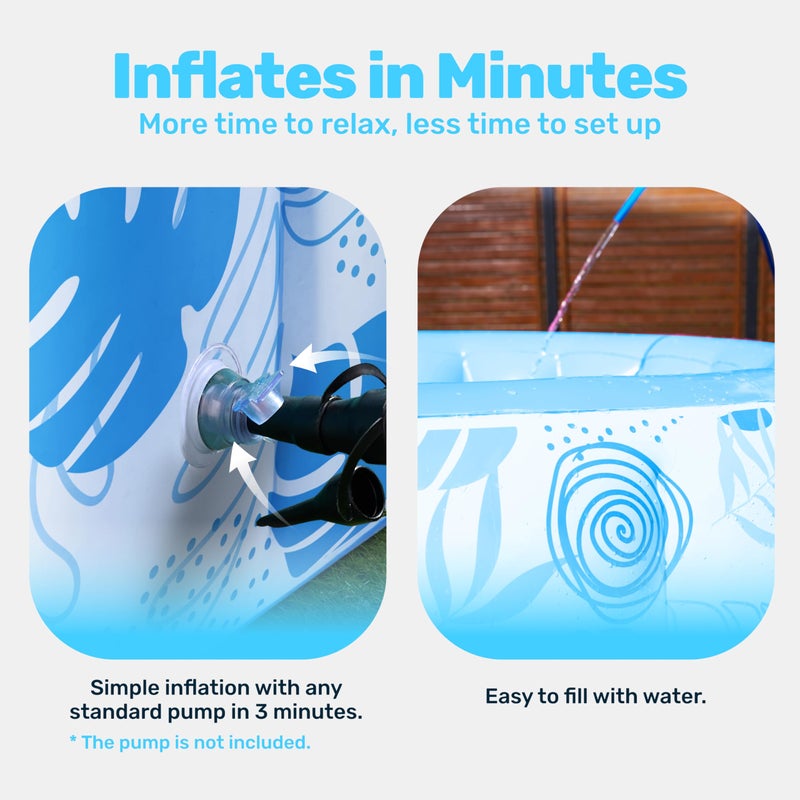 SLOOSH Inflatable Swimming Pool,5.5ft x 20 Inch Full-Sized Blow Up Durable Thickened Luxury Above Ground Family Pool with Comfortable Backrest for Summer Water Party Backyard Garden Lawn,Blue - Image 4
