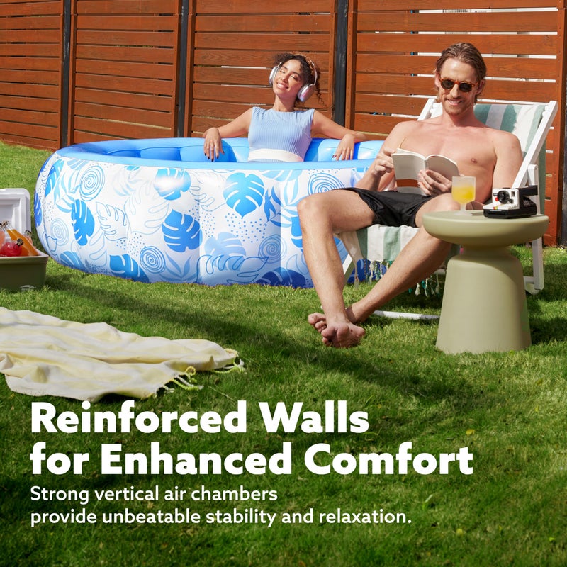 SLOOSH Inflatable Swimming Pool,5.5ft x 20 Inch Full-Sized Blow Up Durable Thickened Luxury Above Ground Family Pool with Comfortable Backrest for Summer Water Party Backyard Garden Lawn,Blue - Image 2