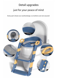 Qamar Care 3-in-1 Toilet Potty Training Seat for Toddlers Boys & Girls, Step Stool Ladder with Anti-Slip Pads (Blue)  - Image 4