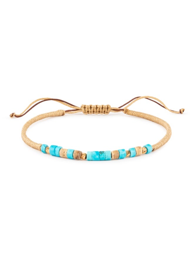 Minza “Darbari” Women’s Bracelet, Italian Gold Beads, Turquoise Jasper & Ebony Wood Bracelet, Adjustable Handmade Bracelet for Women, Jewelry for Casual & Special Occasion. - Image 1