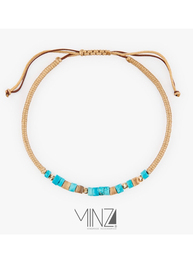 Minza “Darbari” Women’s Bracelet, Italian Gold Beads, Turquoise Jasper & Ebony Wood Bracelet, Adjustable Handmade Bracelet for Women, Jewelry for Casual & Special Occasion. - Image 5