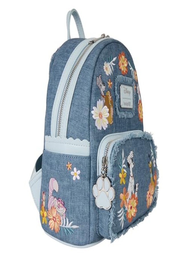 Loungefly Disney Dogs & Cats Faux Denim Fringe Mini Backpack - Image 3