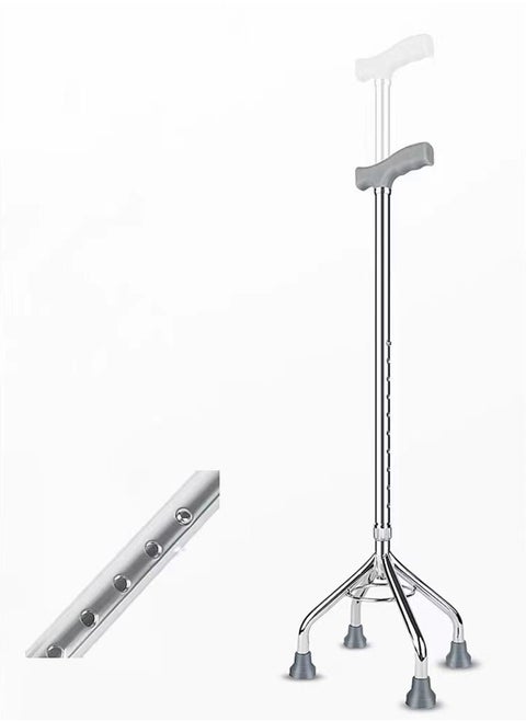 COOLBABY elderly crutches crutches crutches for the elderly with adjustable height of four feet, non-slip and stable, telescopic walking aid (silver)