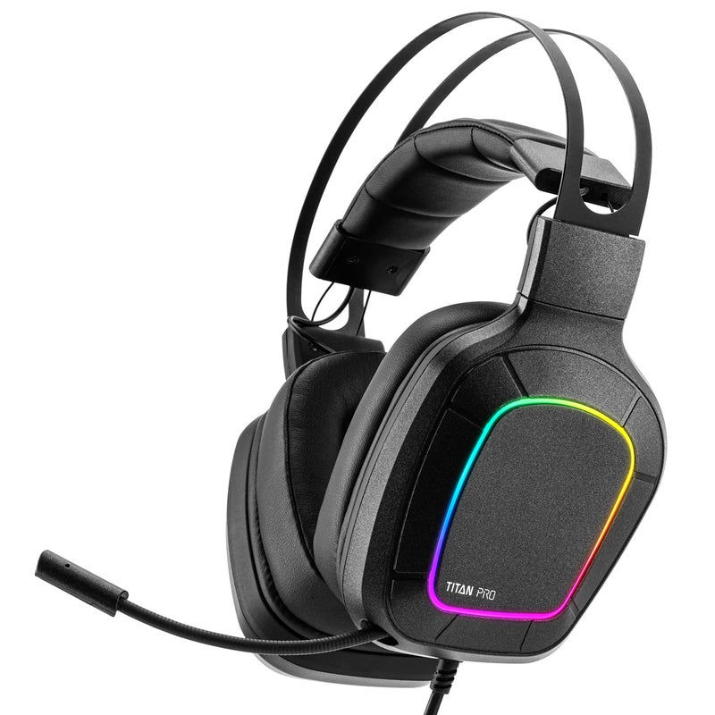 NITHO Titan PRO 7.1 Surround Gaming Headset with Cardioid Microphone for PS5, PS4, PC, Laptop, Over-Ear Stereo Wired Gaming Headphones with RGB LED Light, 3.5 mm Audio Jack, 50 mm Drivers - Black - Image 1