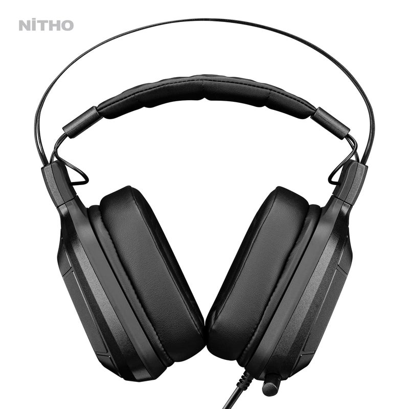 NITHO Titan PRO 7.1 Surround Gaming Headset with Cardioid Microphone for PS5, PS4, PC, Laptop, Over-Ear Stereo Wired Gaming Headphones with RGB LED Light, 3.5 mm Audio Jack, 50 mm Drivers - Black - Image 5