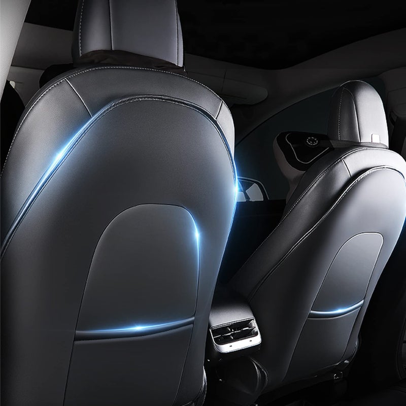 EVFITUS for Tesla Model Y 3 S X Juniper  Highland Included Seat Back Kick Protectors for Kids Kick Mats Leather Back Seat Cover Protect from Mud Stains Scratches Set of 2 for Tesla Accessories