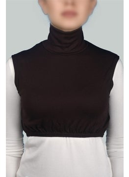 Altobeh Zero Sleeve Turtleneck Full Neck Lycra Combed Cotton Women's Half Bodysuit - Dark Brown  - Image 1