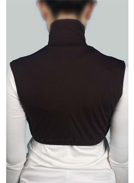 Altobeh Zero Sleeve Turtleneck Full Neck Lycra Combed Cotton Women's Half Bodysuit - Dark Brown  - Image 4
