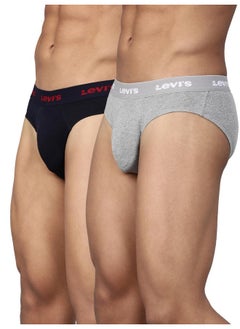 Levi's Levi's Men's Cotton Style #009 Neo Regular Fit Solid Brief (Pack of 2) (#009-BRIEF-LT GMEL/Navy-P2_Lt. Grey Melange, L)  - Image 1