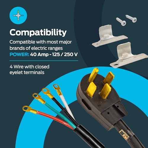 Eastman 6 Feet Electric Range Cord, 40 Amps 4-Prong Wire, 61273 - Image 3