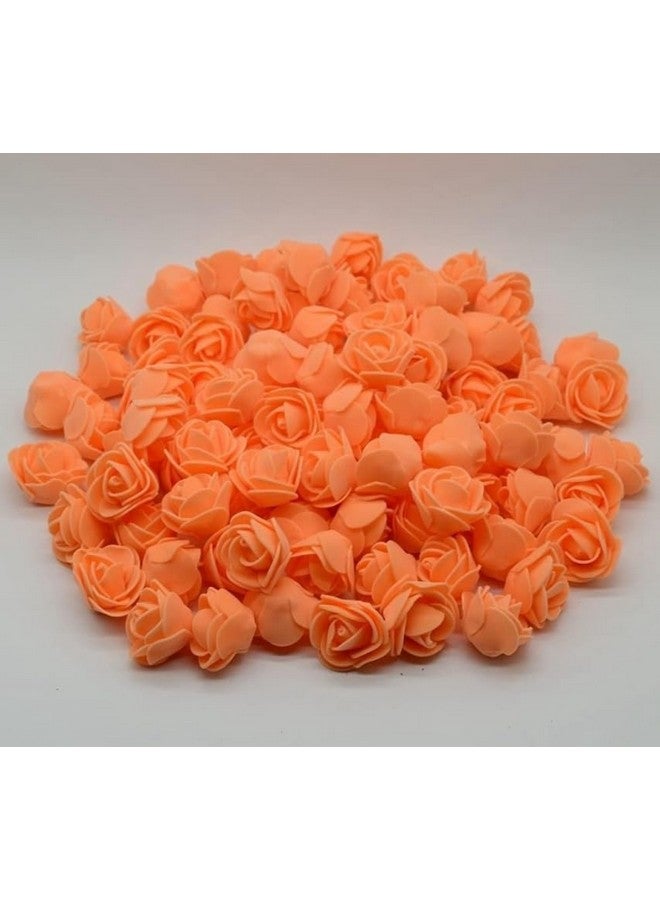 إليجانس 144 قطعة من الزهور الاصطناعية لعيد الحب والأشغال اليدوية، وردة إسفنجية صناعية صغيرة الحجم للحرف اليدوية والمهرجانات وديكور المنزل وديكورات غرفة بوجا (برتقالي) - Image 2