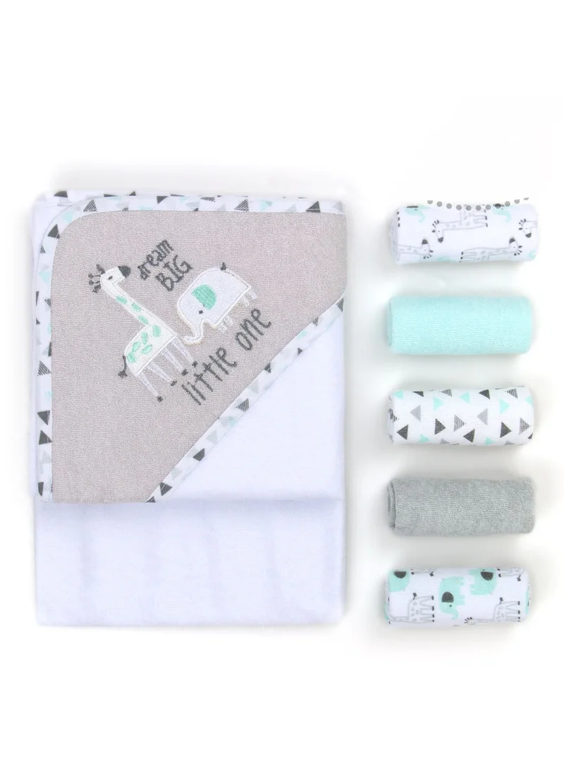 IKKXA Baby Hooded Towel + 5 Face Cloths IT3482B