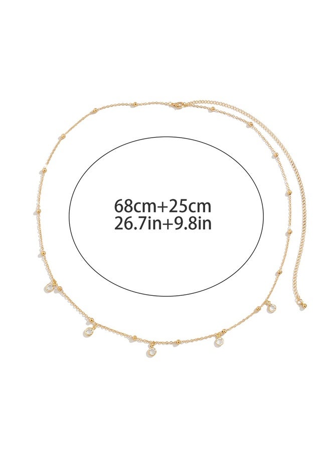 Crystal Pendant Flat Diamond Waist Chains Tassel Metal Chains Simple and Beautiful for Women Ideal for Summer Dresses, Beach Outfits, Cocktail Parties Date Nights Music Festivals Casual Daily Wear, Wedding Guest Looks and Formal Events - Image 3