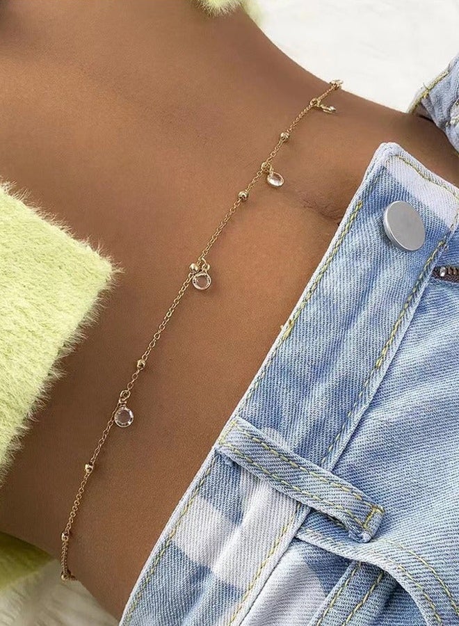 Crystal Pendant Flat Diamond Waist Chains Tassel Metal Chains Simple and Beautiful for Women Ideal for Summer Dresses, Beach Outfits, Cocktail Parties Date Nights Music Festivals Casual Daily Wear, Wedding Guest Looks and Formal Events - Image 4
