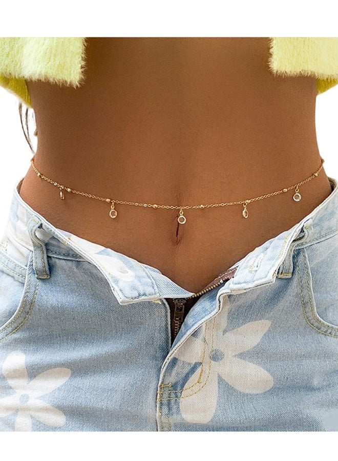 Crystal Pendant Flat Diamond Waist Chains Tassel Metal Chains Simple and Beautiful for Women Ideal for Summer Dresses, Beach Outfits, Cocktail Parties Date Nights Music Festivals Casual Daily Wear, Wedding Guest Looks and Formal Events - Image 1