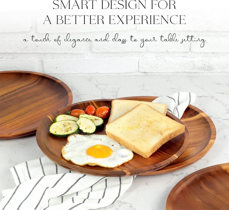 FANICHI Wooden plates set of 411inch Dinner Plates Acacia Round Wood Plates Unbreakable Classic Plates Easy Cleaning  Lightweight for Dishes Snack Dessert Housewarming Christmas Gift - Image 5