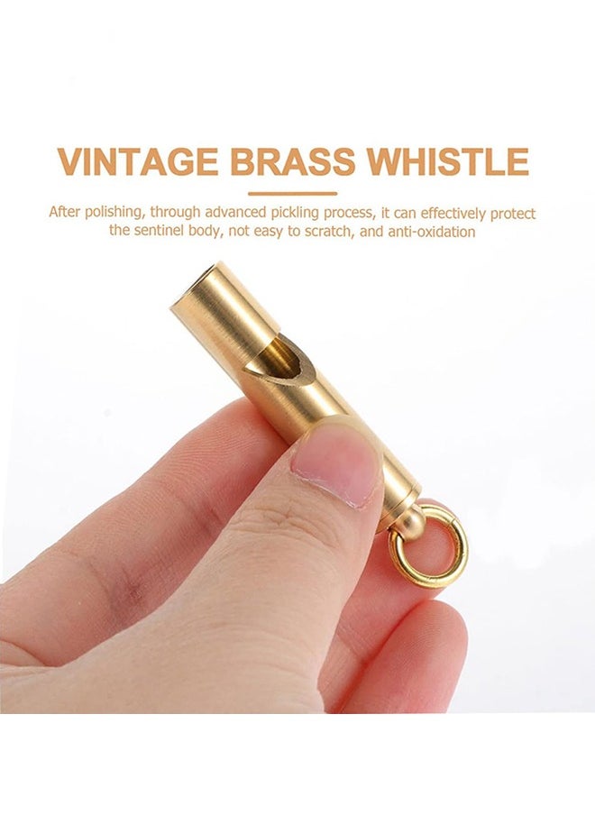 3 Pieces Mini Brass Whistle,Loud Portable Keychain Necklace Whistle, for Emergency Survival, Life Saving, Hiking, Camping, and Pet Training