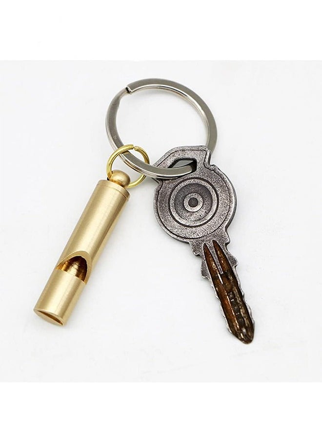3 Pieces Mini Brass Whistle,Loud Portable Keychain Necklace Whistle, for Emergency Survival, Life Saving, Hiking, Camping, and Pet Training